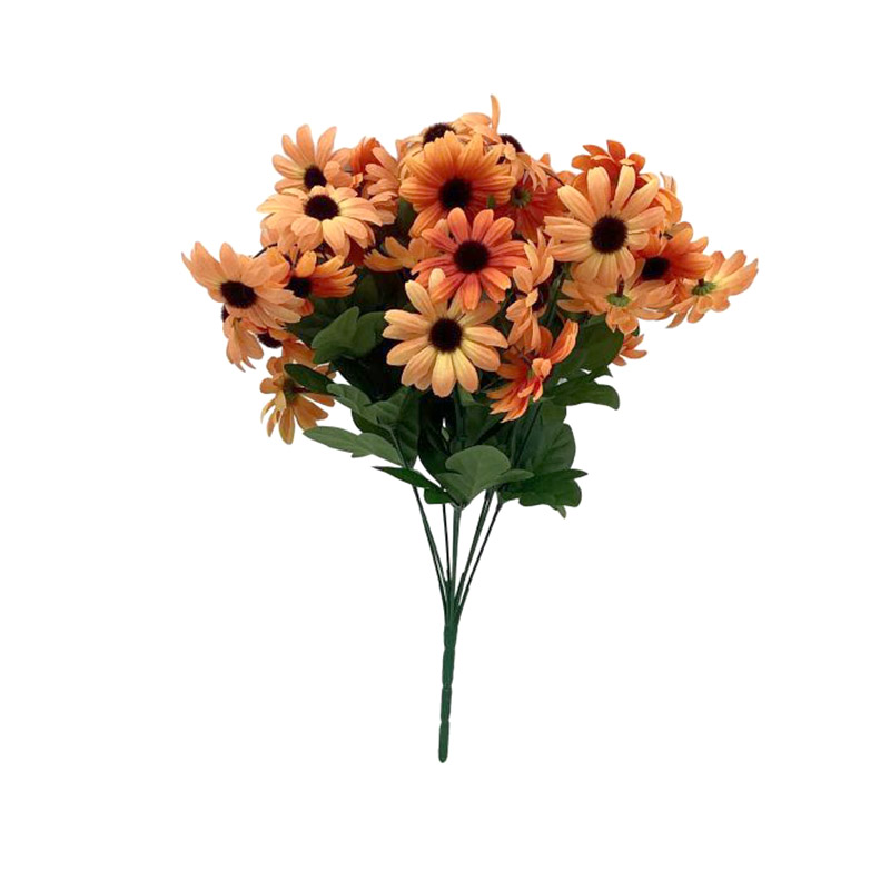 Artificial Flowers Orange Imitation Silk Mini Daisy Realistic Bouquet Plastic Plants for Indoor Porch Window Frame Garden Wedding Party Green Plant Shrubs