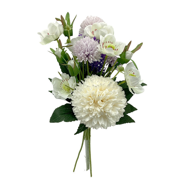 Artificial chrysanthemum ball flower large flower head lily stem wedding bouquet